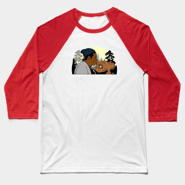 Alien Love Jayz kissing ET Baseball T-Shirt by DiLoDraws